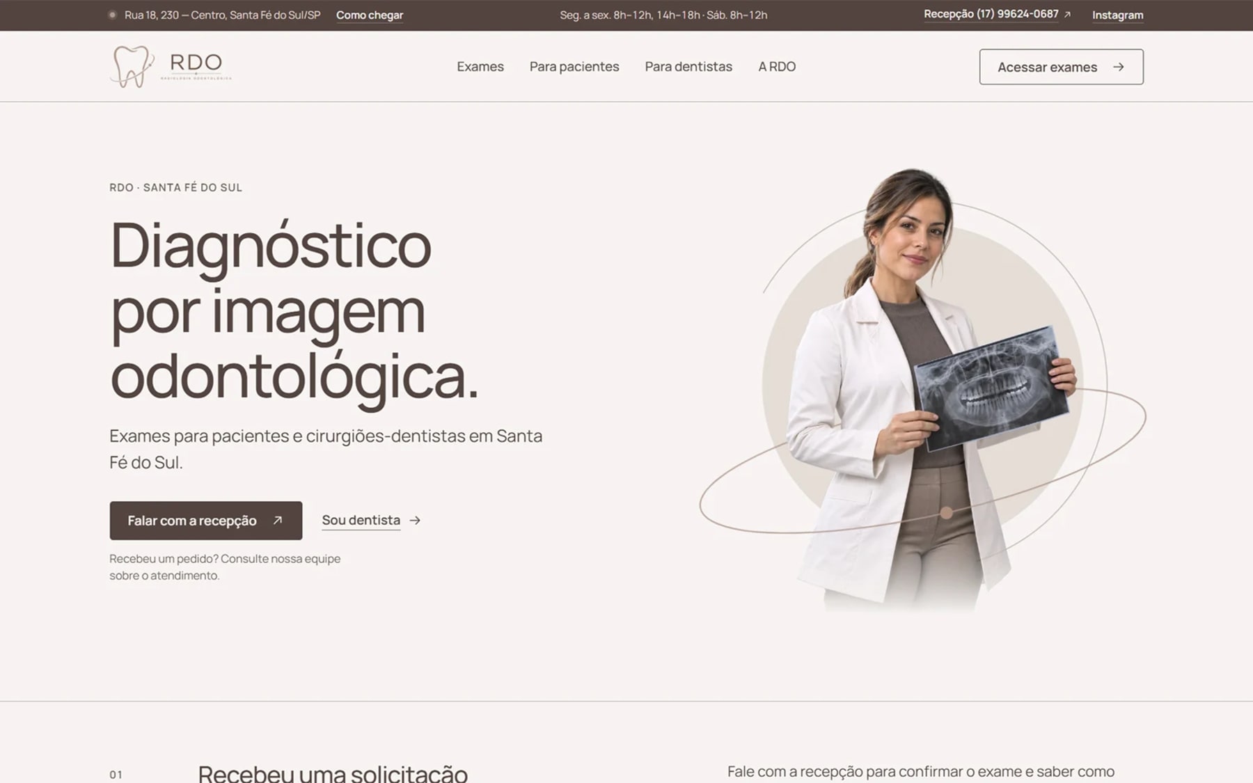 Captura de tela do site RDO Radiologia Odontológica