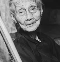 old woman black white