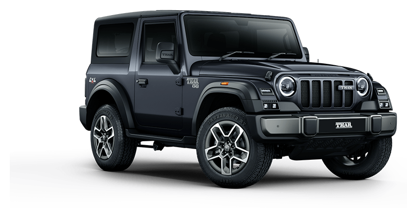 Mahindra Thar OG in Artemis Silver, front three-quarter view