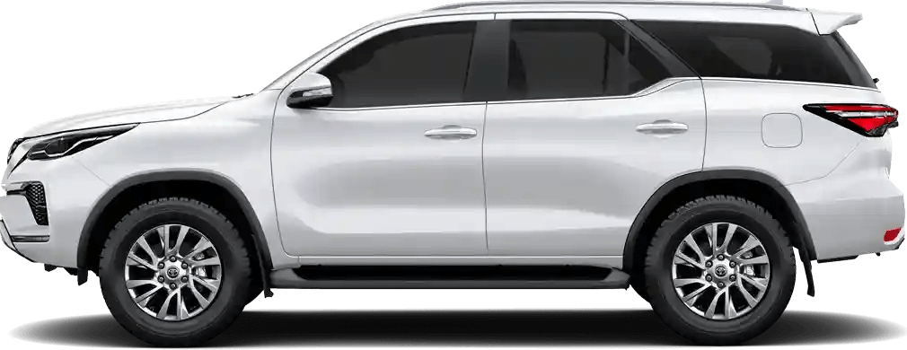 Toyota Fortuner in Platinum White Pearl, side view