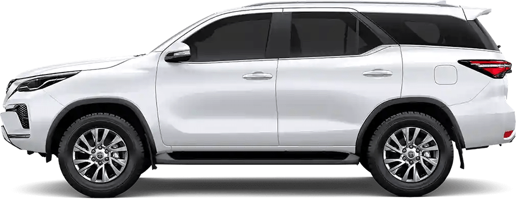 Toyota Fortuner in Super White, side view