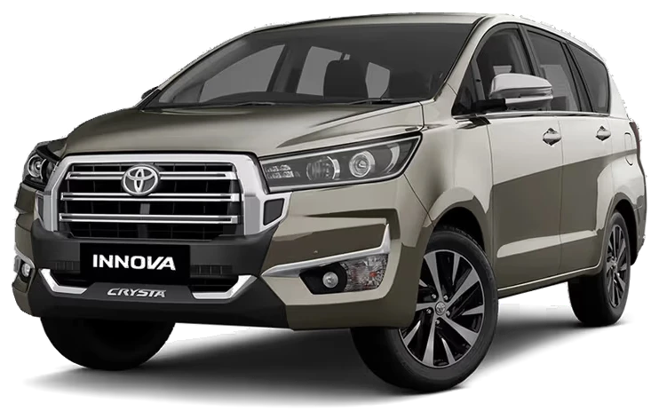 Toyota Innova Crysta in Avant-Garde Bronze Metallic, front three-quarter view