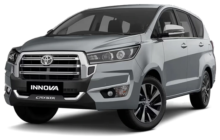Toyota Innova Crysta in Silver Metallic, front three-quarter view