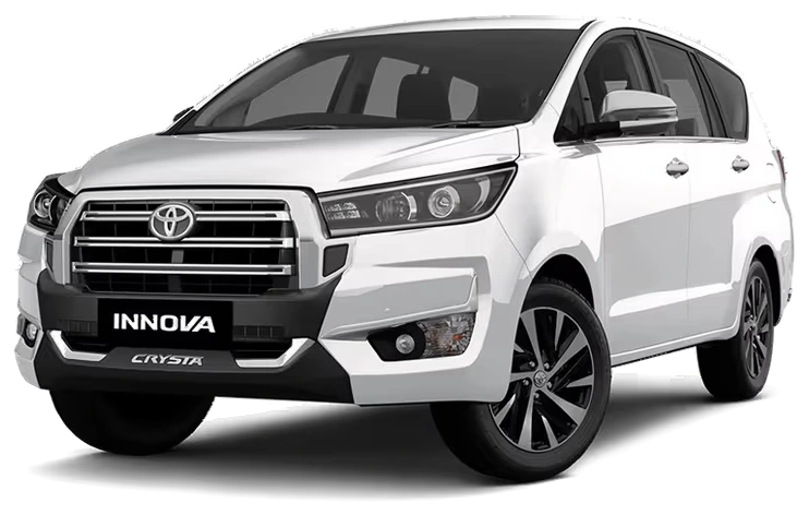 Toyota Innova Crysta in Super White, front three-quarter view