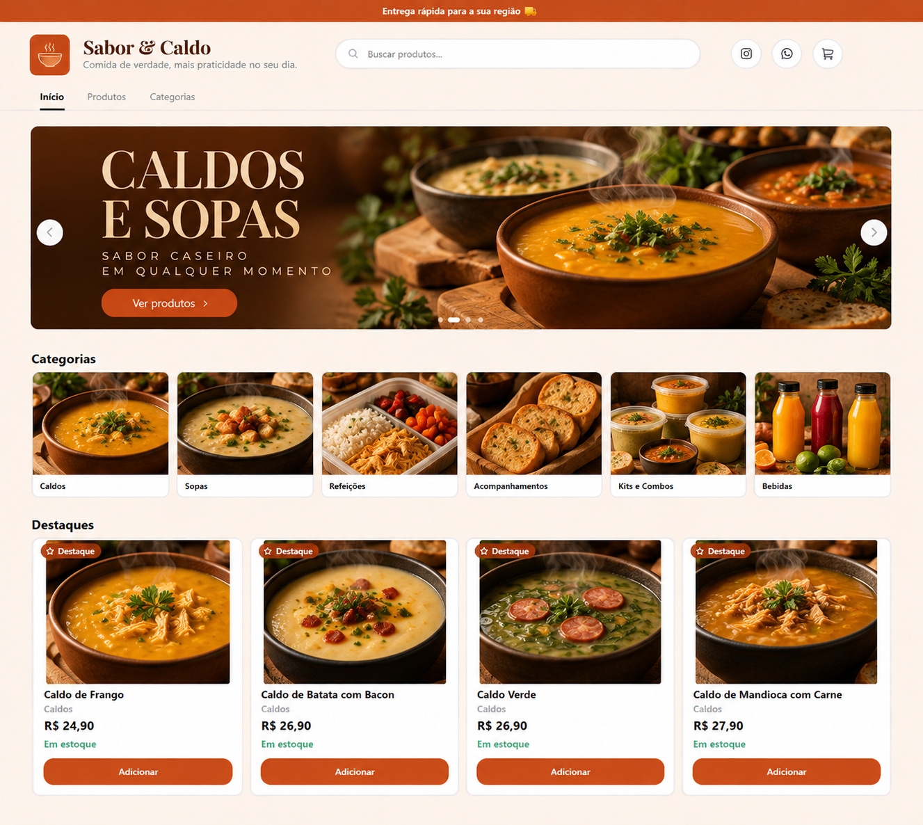 Exemplo de loja — Comidas