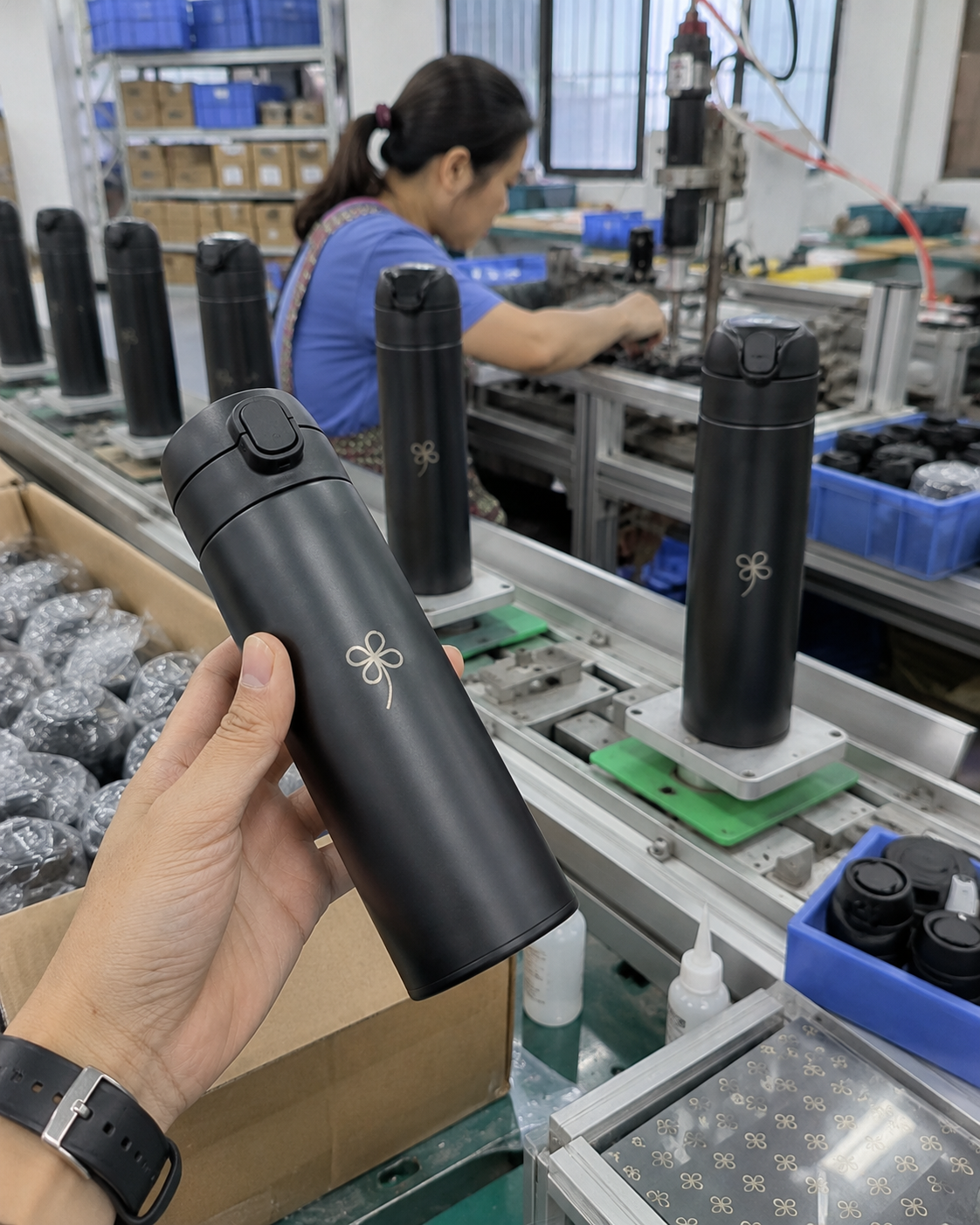 Mid-production check on a decoration line