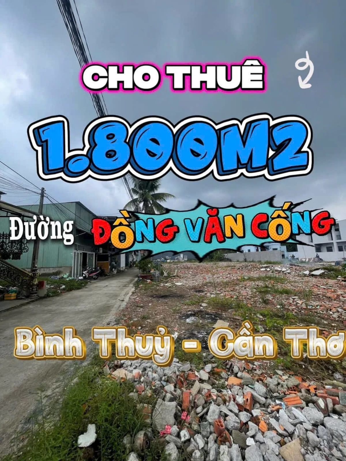Cho thuê mặt bằng 1800m² hẻm Đồng Văn Cống, Cần Thơ - 25 triệu/tháng
