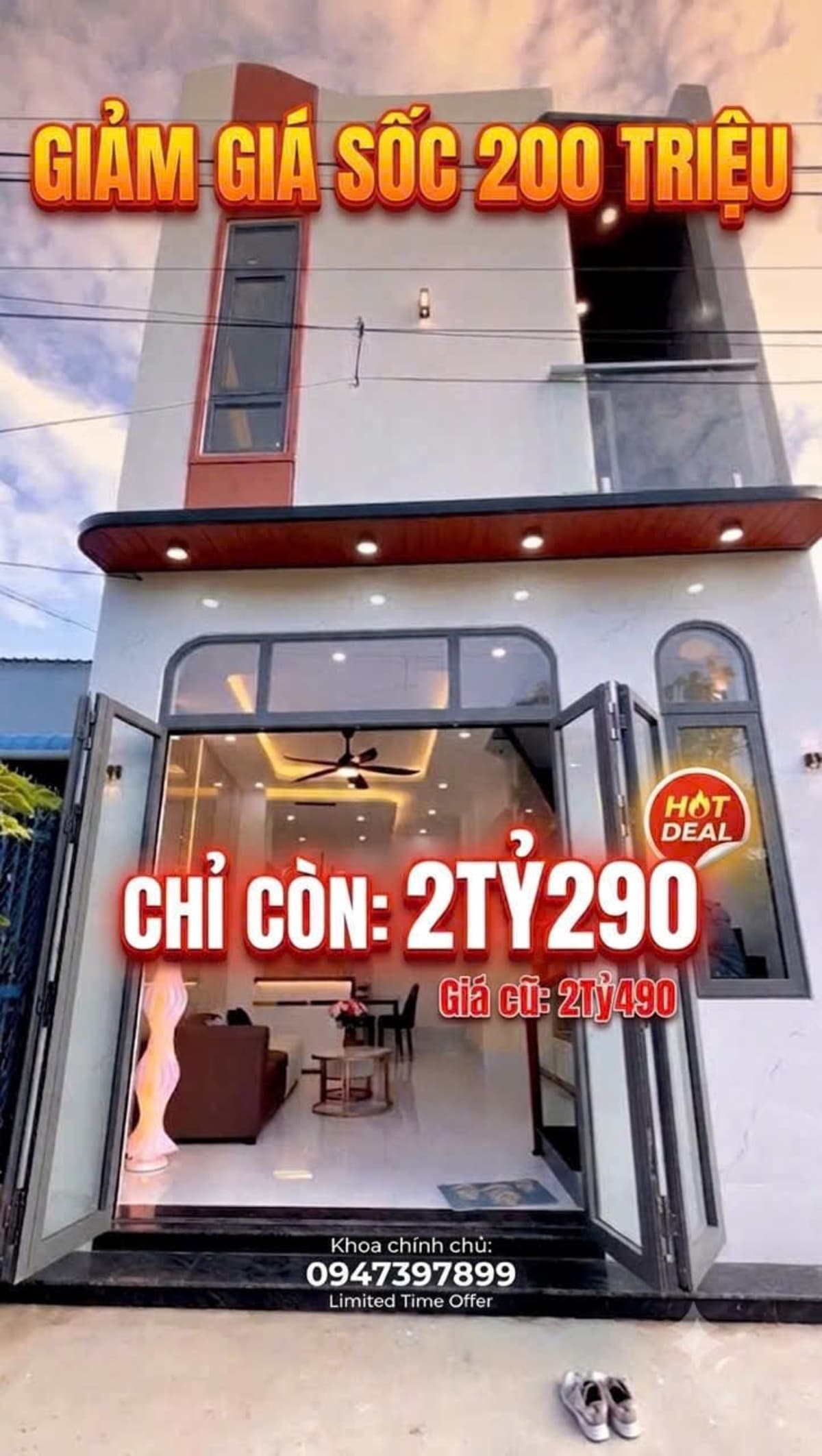 Bán nhà trệt lầu Hẻm 2 đường 3/2, Tân An - 71m² - 2.29 Tỷ