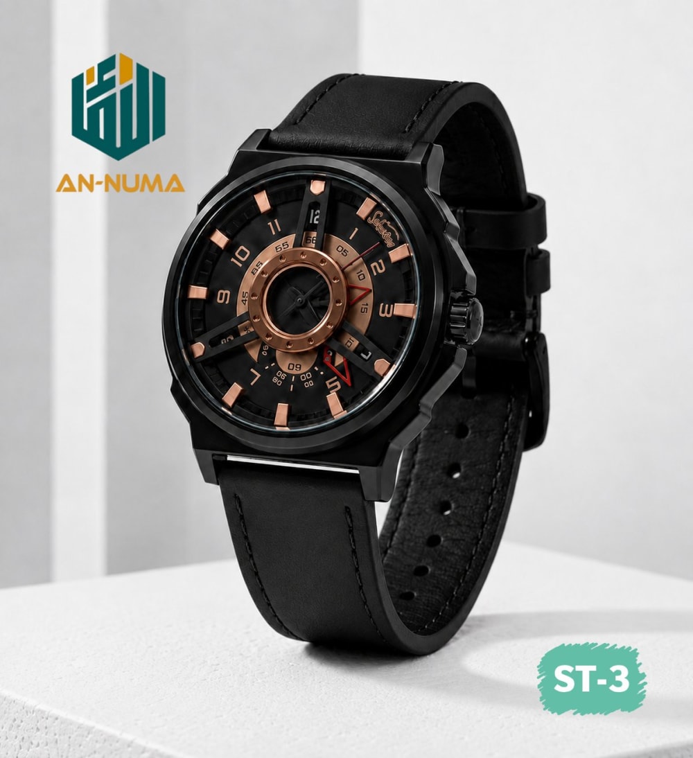 ST-3 -ফ্রি হোম ডেলিভারী অফার চলছে - স্টক সীমিত! Black Belt With Golden Dial
