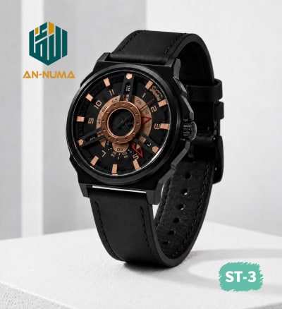 ST-3 -ফ্রি হোম ডেলিভারী অফার চলছে - ‍স্টক সীমিত! Black Belt With Golden Dial