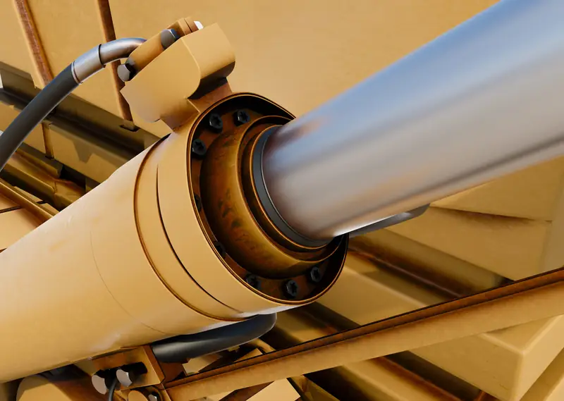 Close-up of a hydraulic cylinder rod