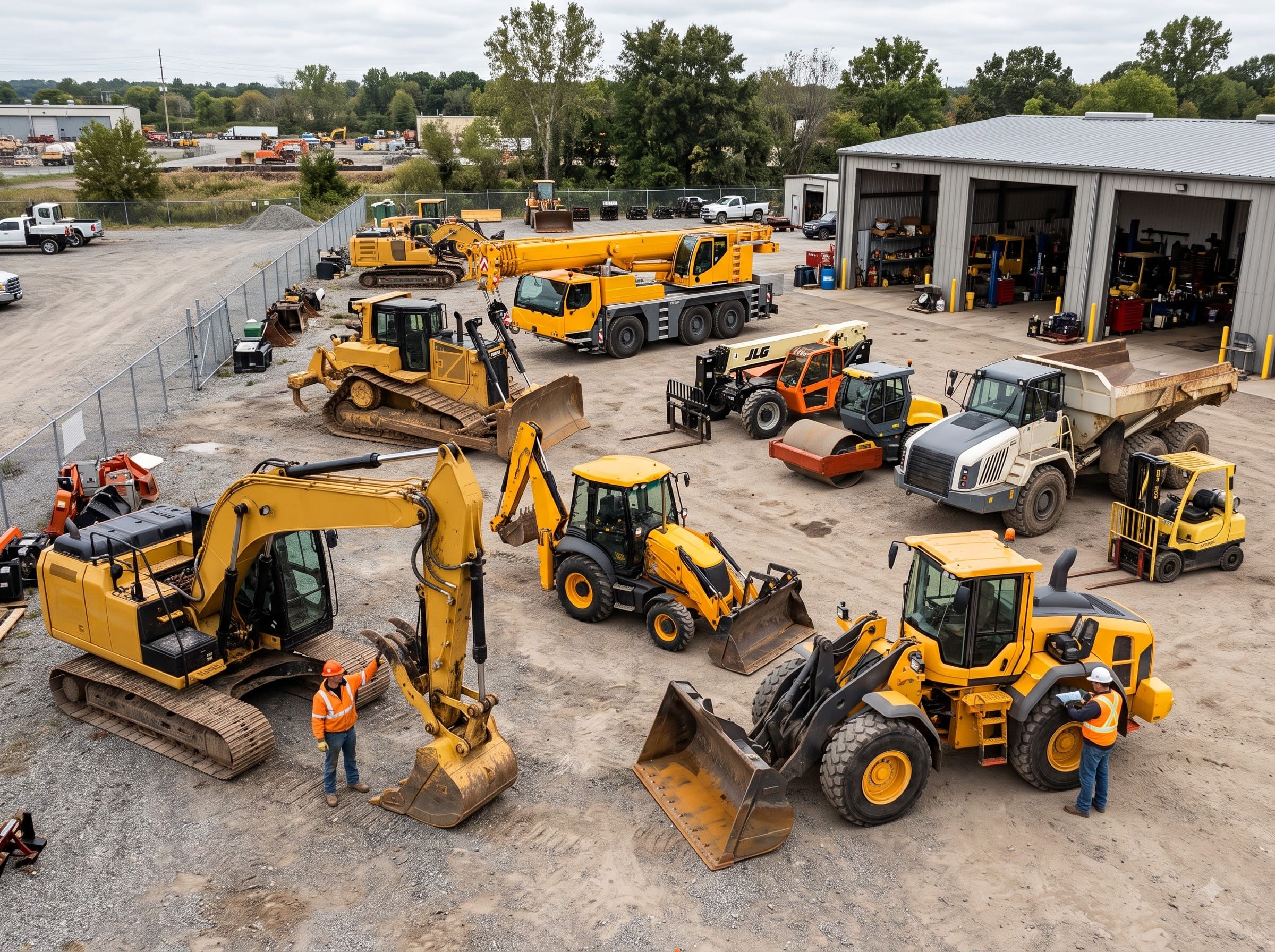 Equipment yard with rental and leased machines