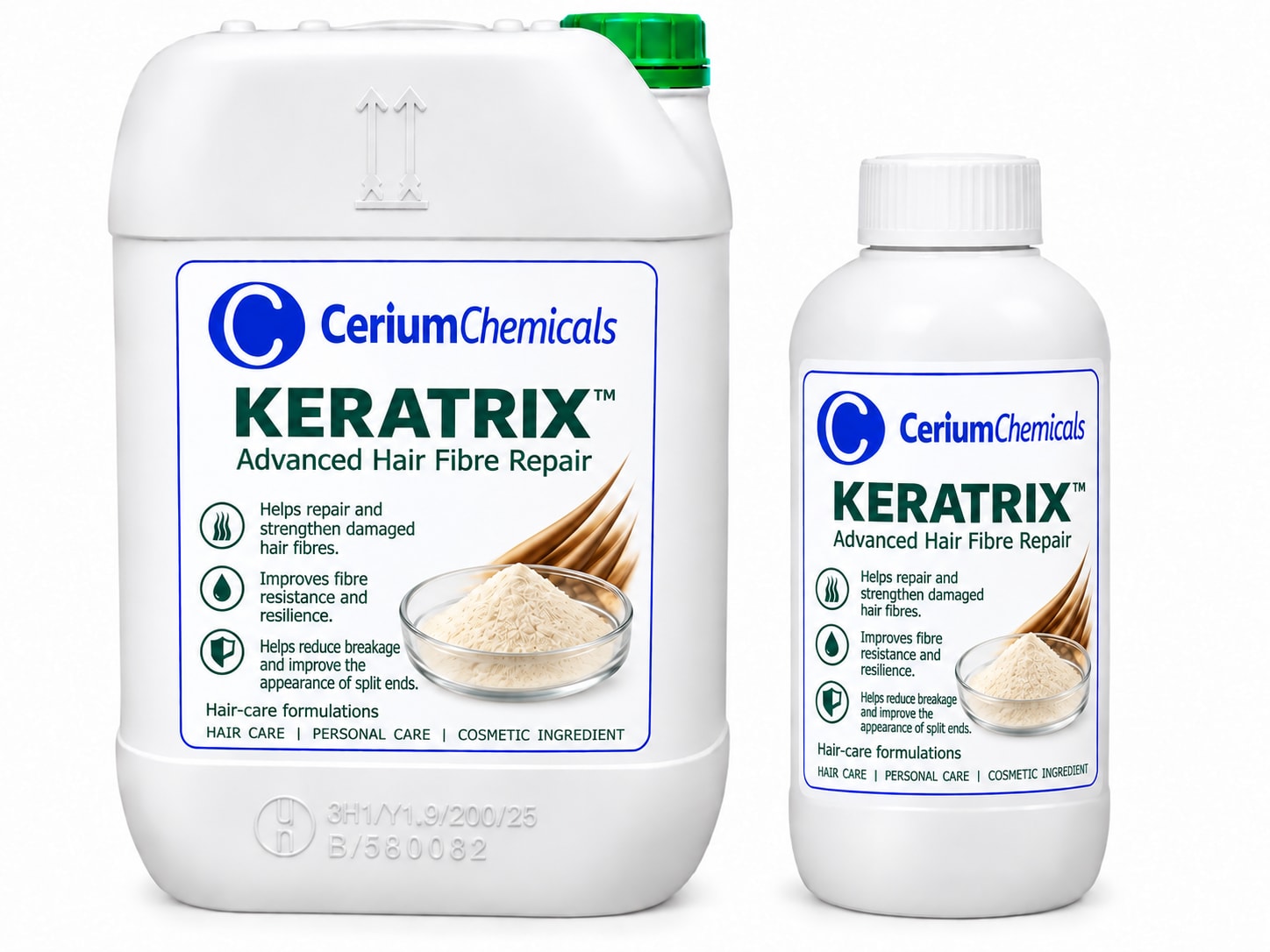 KERATRIX™ — Advanced Hair Fibre Repair product image with the supplied hair-care wording.