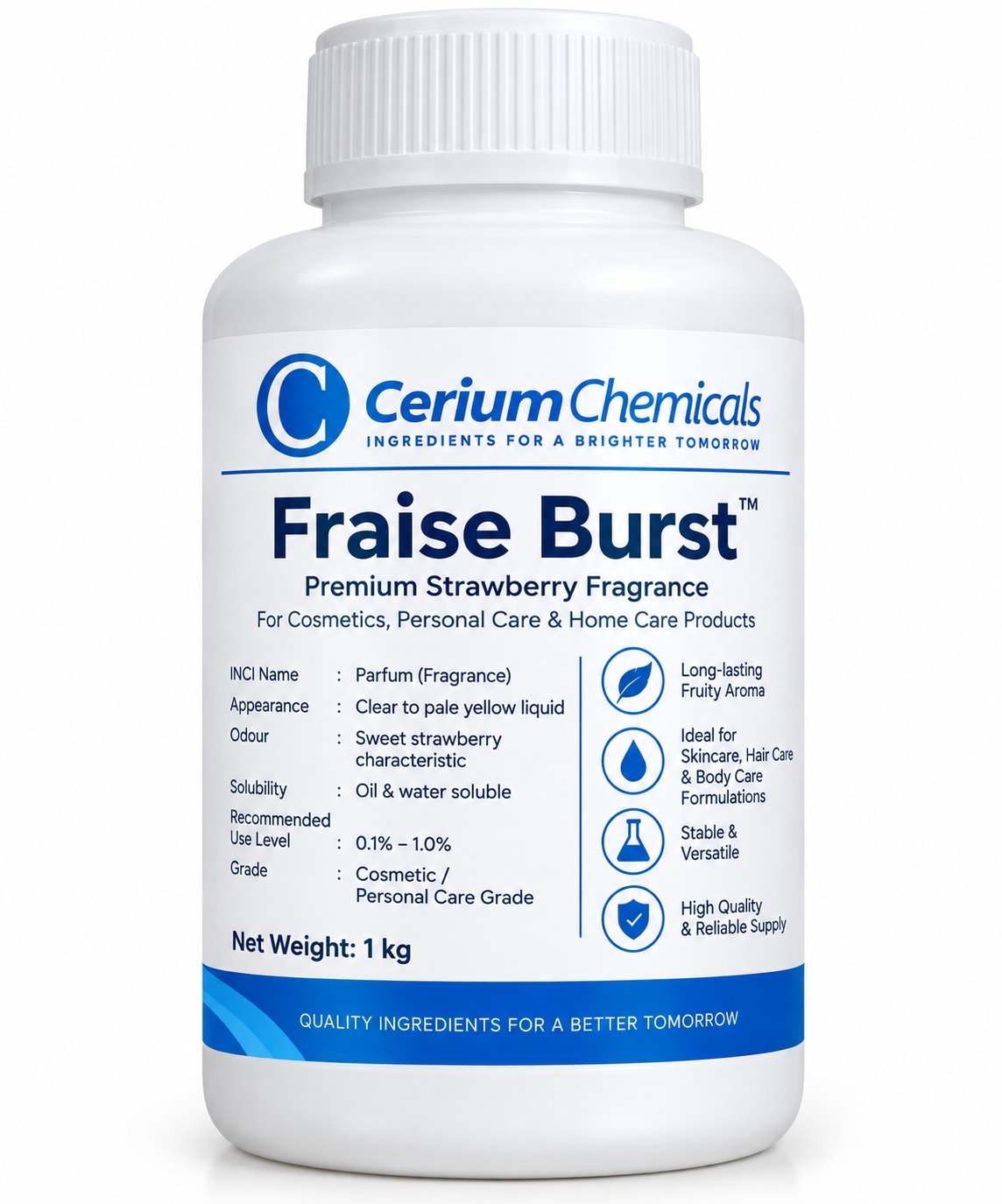 Fraise Burst in Cerium Chemicals packaging