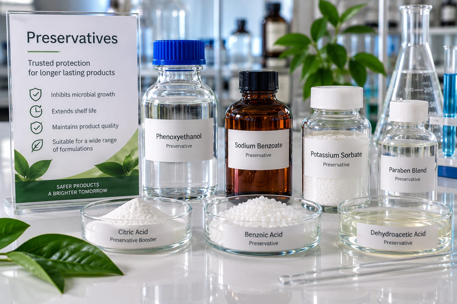 Five small clear glass vials with grey crimp caps on a white surface.