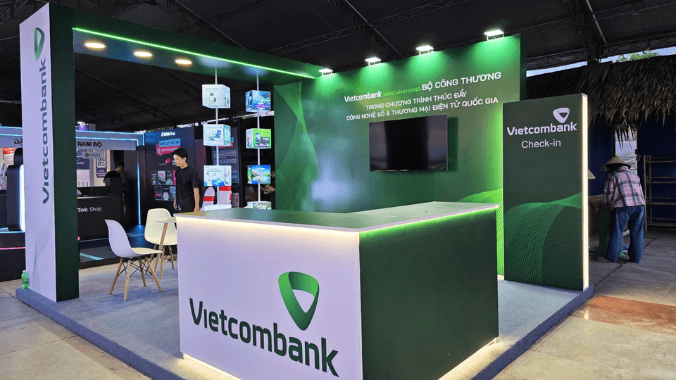 Không gian Booth triển lãm tại Lễ hội Trái cây Đồng Tháp của Vietcombank