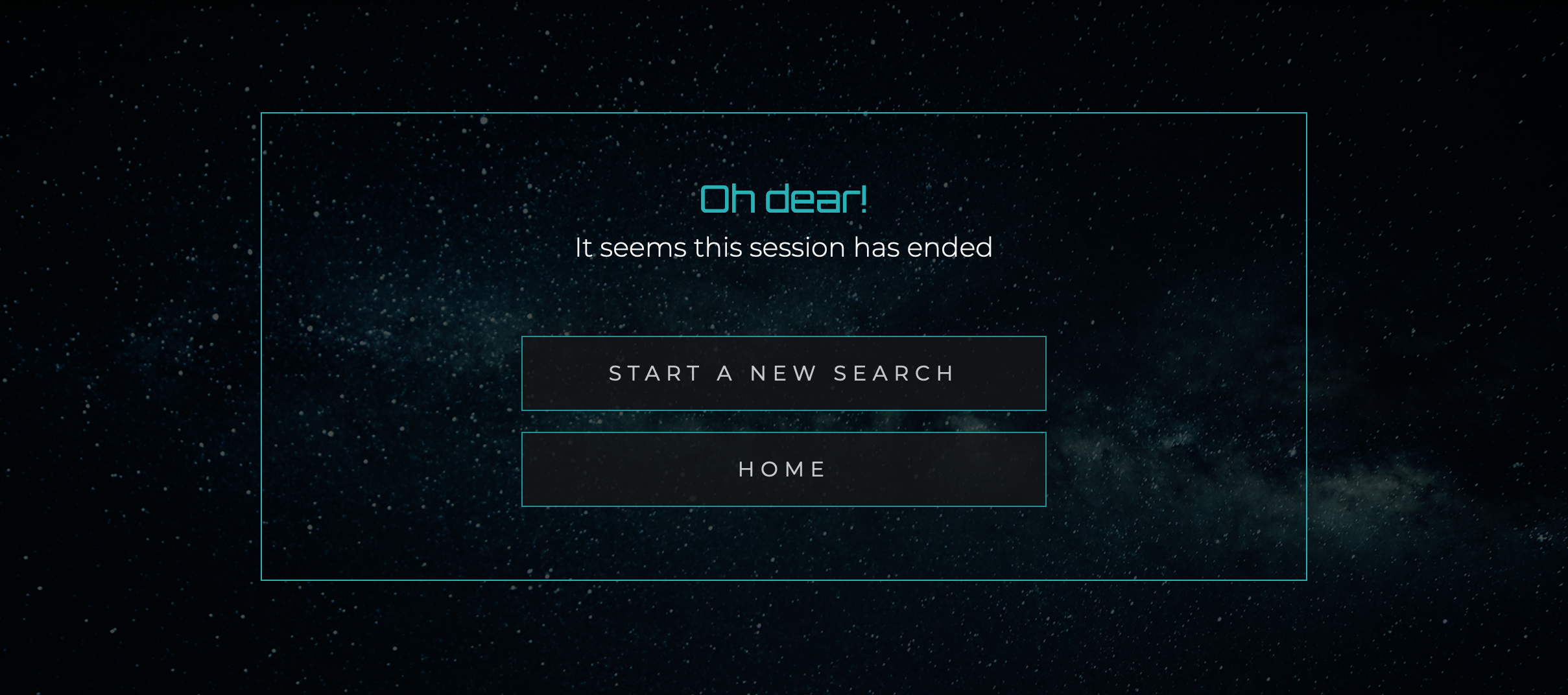 No Session Data Customised Session Error