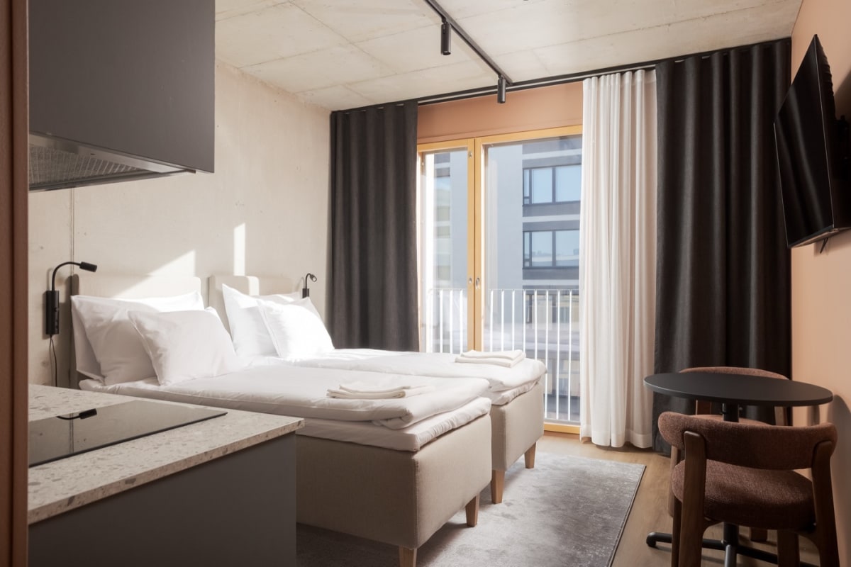 Studio Twin Beds – kaksi erillistä vuodetta, ranskalainen parveke