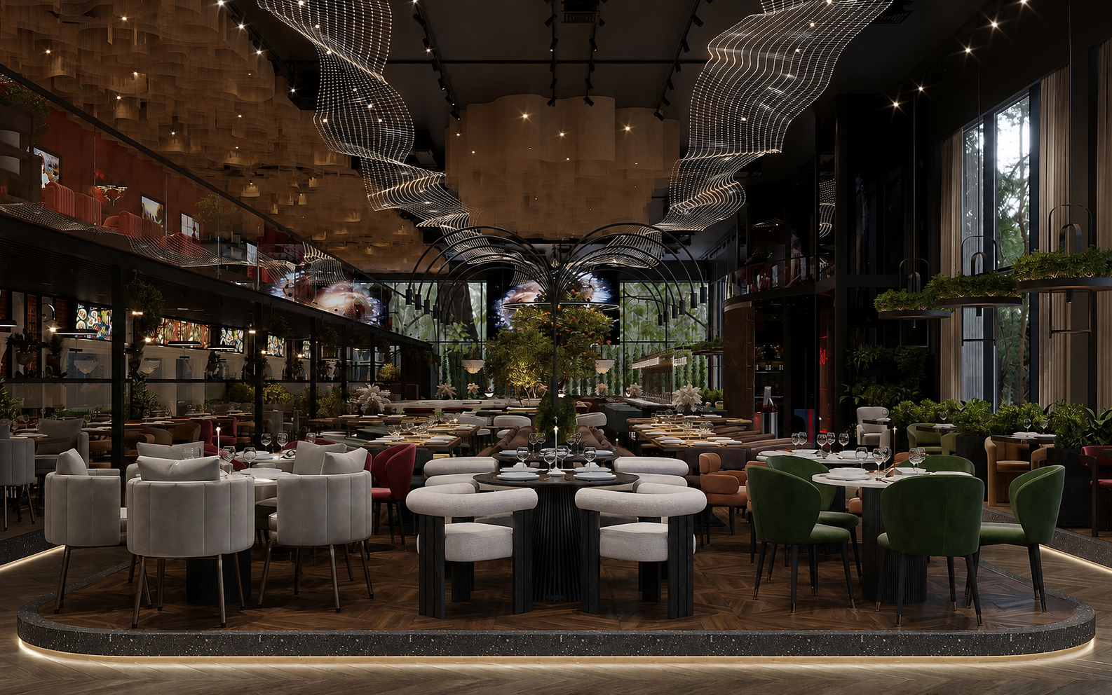The dining room at night