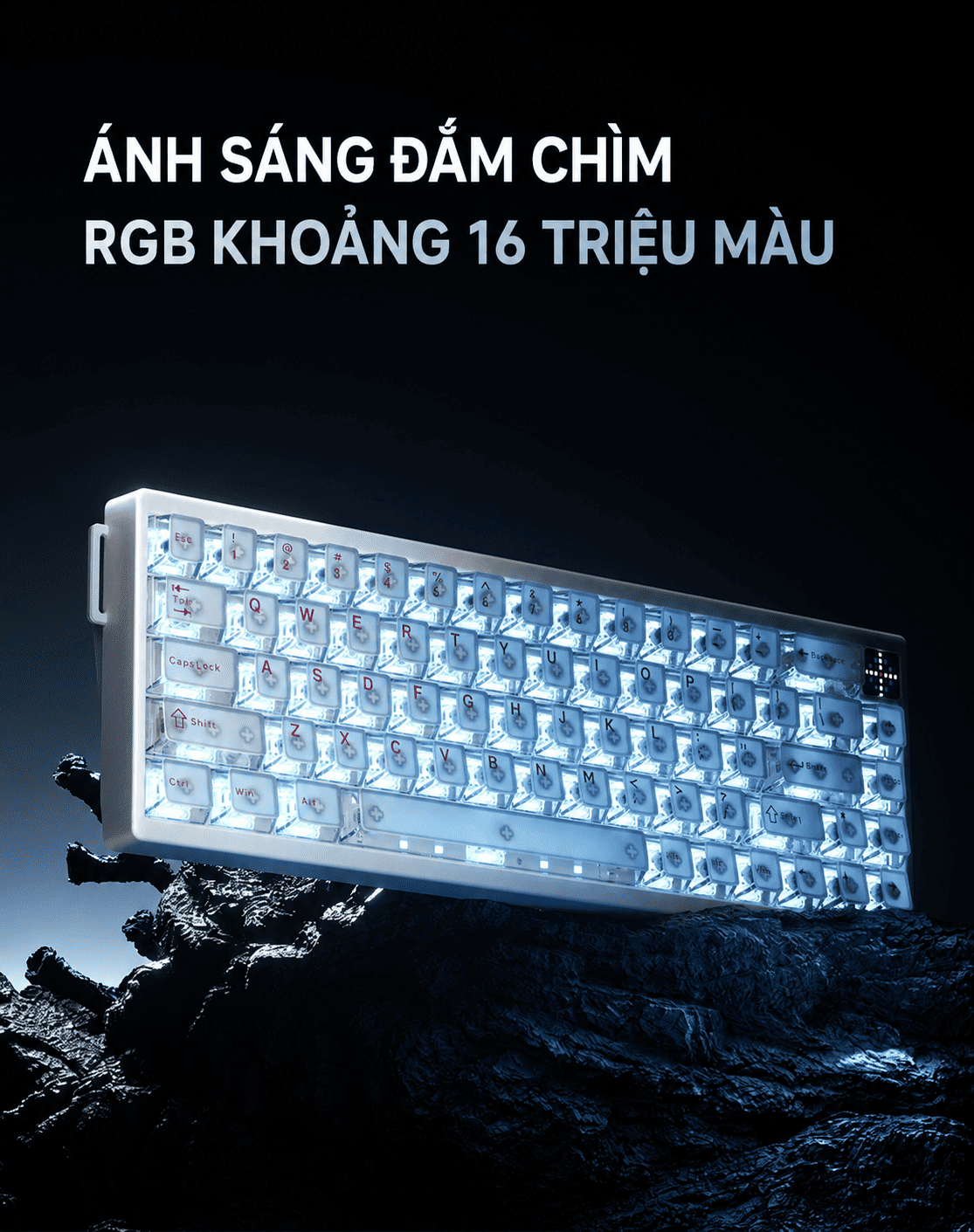 PMO SHENLIN GL68 RGB khoảng 16 triệu màu với keycap trong mờ