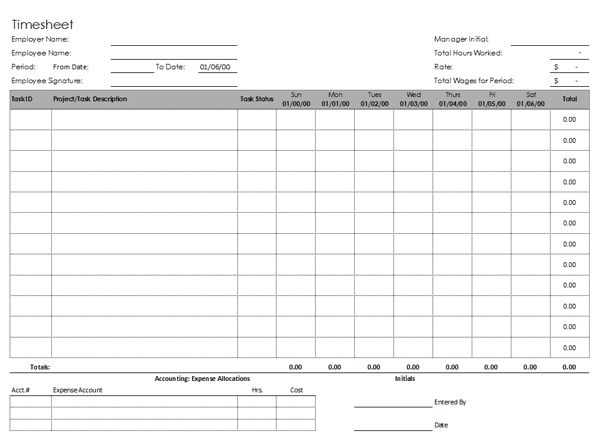 Time Entry Log Sheet - Rocketbook