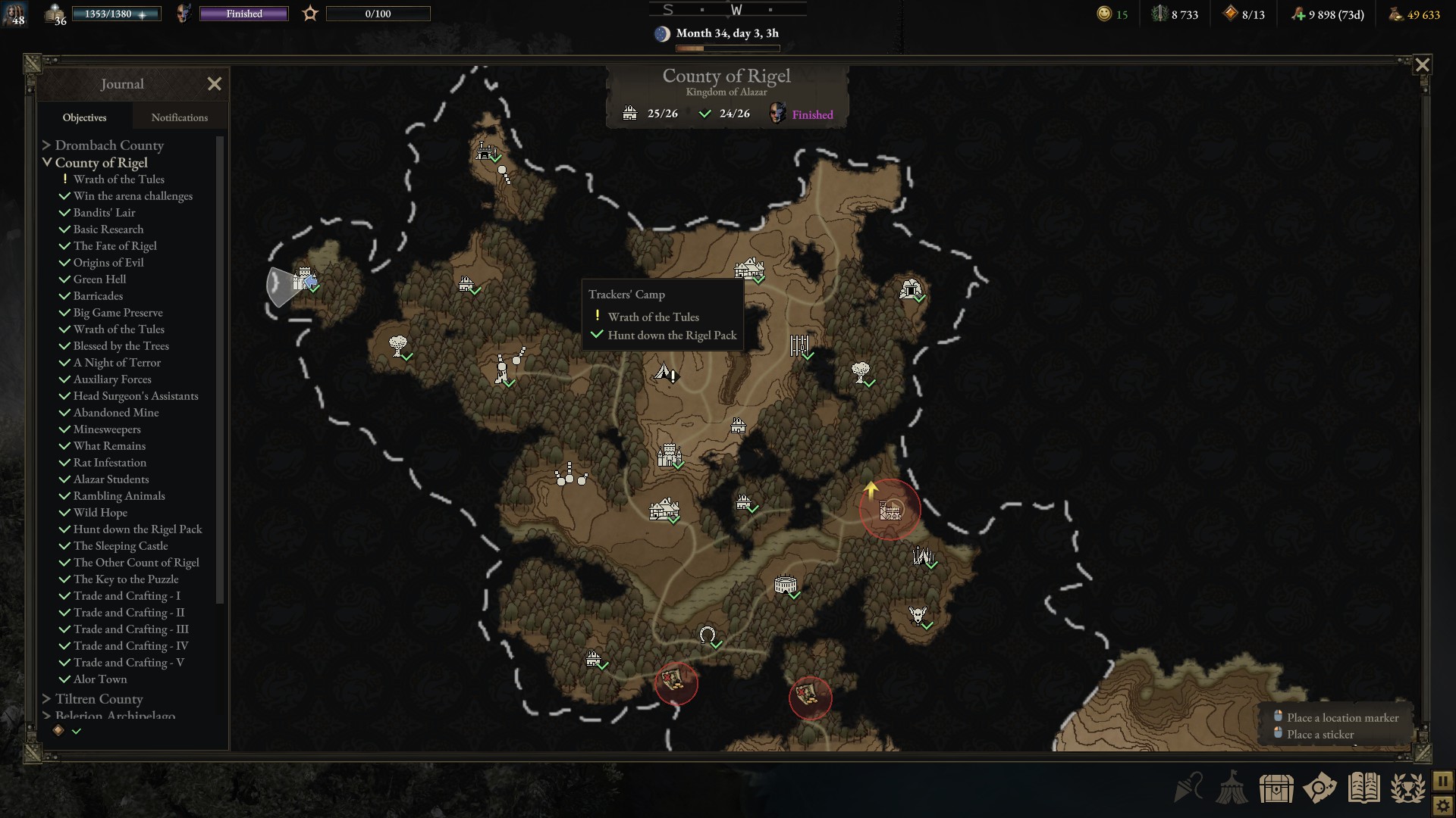 Rigel locations (the Brotherhood and the Trackers Camp) not marking as ...