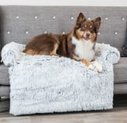 Hundeseng 38046 Harvey Sofa Bed Hvit/Sort Langhåret Plysj 90x90cm