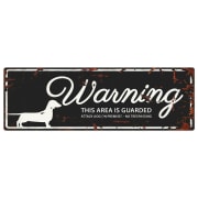 Warning Sign Dachs "Warning, this area is guarded" Sort 40x13,5cm