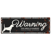 Warning Sign Beagle "Warning, this area is guarded" Sort 40x13,5cm