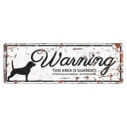 Warning Sign Beagle "Warning, this area is guarded" Hvit 40x13,5cm