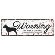 Warning Sign Bull Terrier "Warning, this area is guarded" Hvit 40x13,5cm