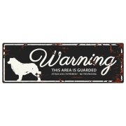 Warning Sign Collie "Warning, this area is guarded" Sort 40x13,5cm