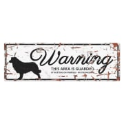 Warning Sign Collie "Warning, this area is guarded" Hvit 40x13,5cm