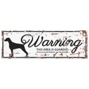 Warning Sign Dalmantiner "Warning, this area is guarded" Hvit 40x13,5cm