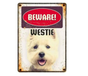 Metallskilt Beware Westie 21x14,8cm