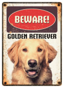 Metallskilt Beware Golden Retriver 21x14,8cm