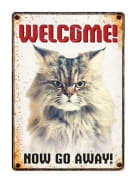 Metallskilt Welcome! Katt 21x14,8cm