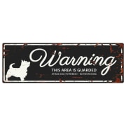 Warning Sign Terrier "Warning, this area is guarded" Sort 40x13,5cm