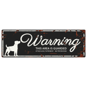 Warning Sign Jack Russel "Warning, this area is guarded" Sort 40x13,5cm