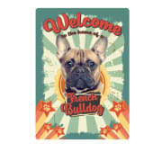 Metallskilt Welcome Home French Bulldog 21x14,8cm