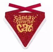 Julebandana 44490 Santas Favorite Cat Rød/Gull XS