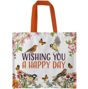 Handlenett Canvas "Wishing you a happy day" 42x48cm