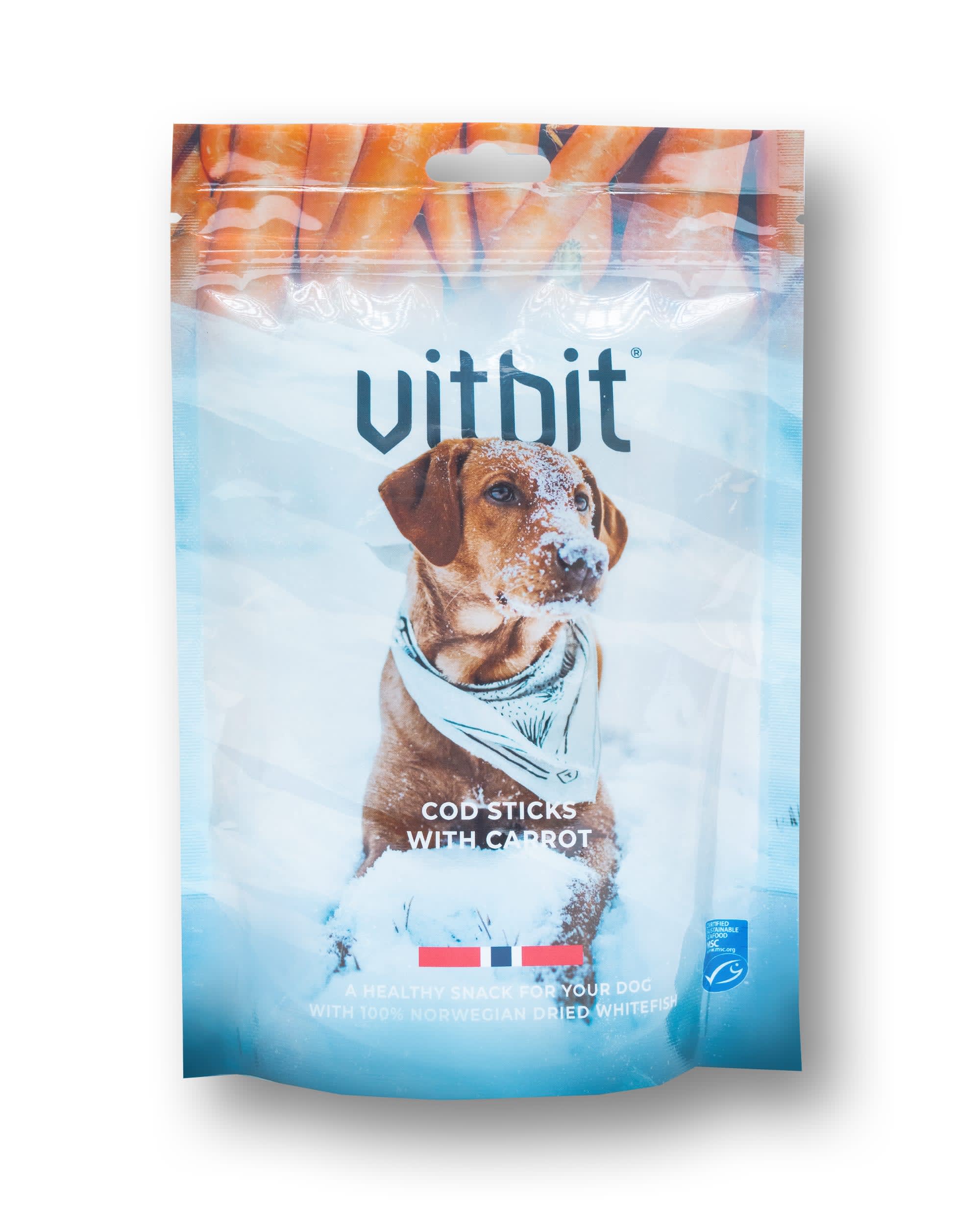Vitbit Cod Sticks M/Gulrot 100g Febo Norge