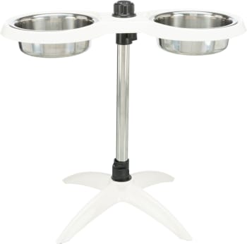 Hundestativ i Melamine/Rustfritt Stål, Justerbar Opptil 54cm M/2x1,6L Skåler