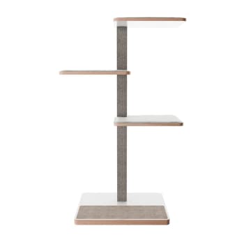 Cat tree Owen 3 + SA 145 cm Wood/Sisal/Polyester white/grey/grey