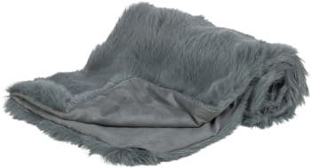 Hundeteppe 374115 Elli Plysj/Semsket Skinn 150x100cm Mørk Grå