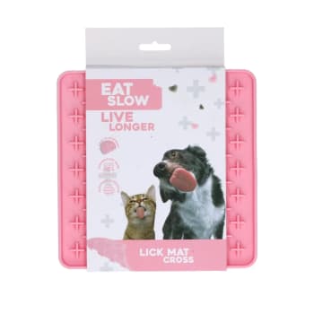 Eat Slow Live Longer Lick Mat Cross Pink