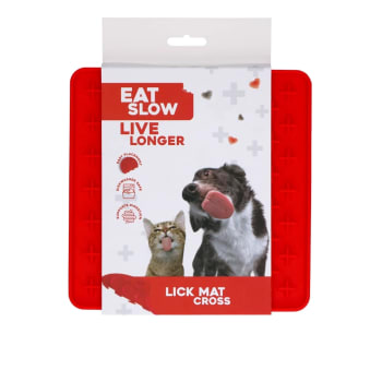 Eat Slow Live Longer Lick Mat Cross Red