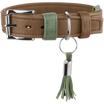 Collar Portofino 60/M-L Cowleather taupe/turquoise