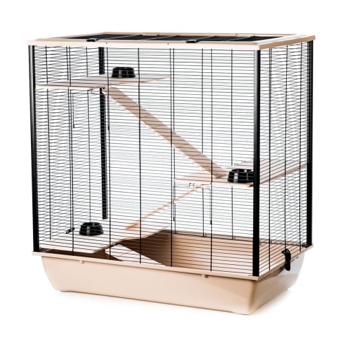 Hamsterbur Frodo Beige/Black M/Etasjer av Tre 78x48x80cm